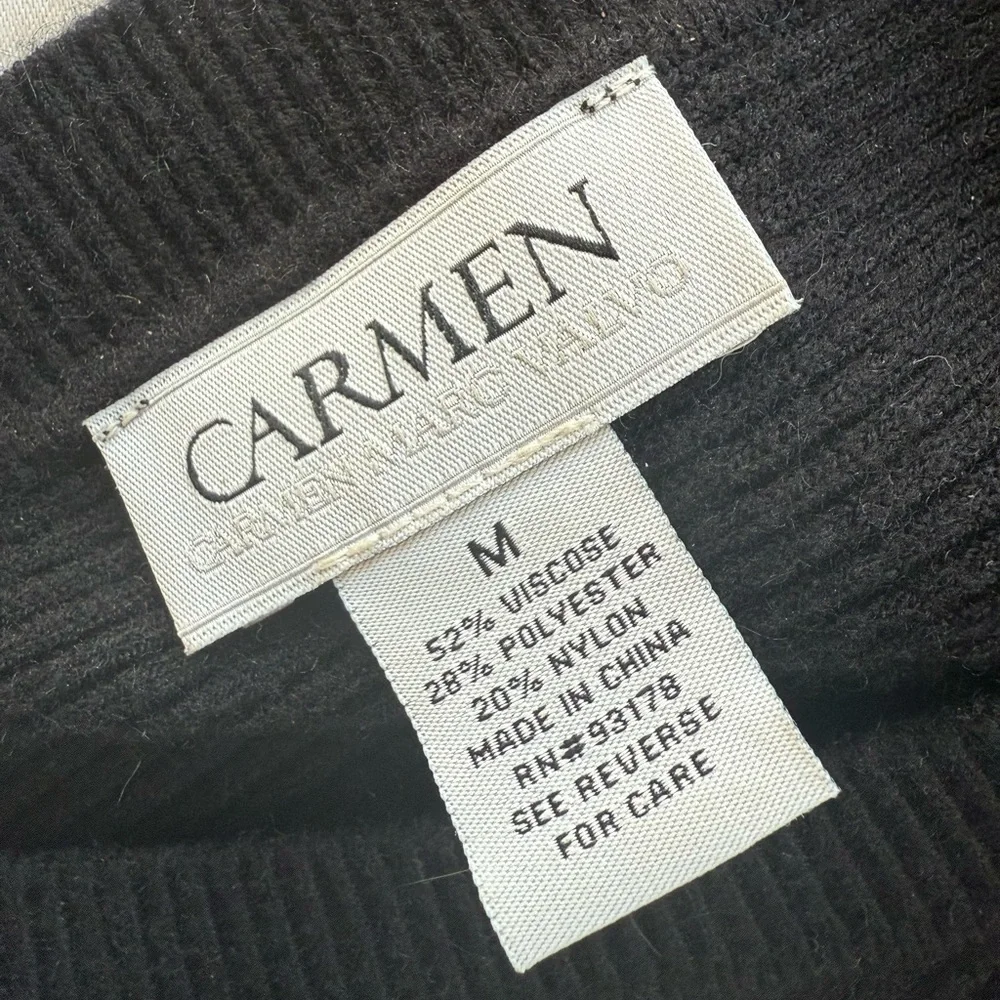CARMEN by MARC VALVO ladies pull over a crewneck long sleeve black sweater MED - Picture 3 of 14